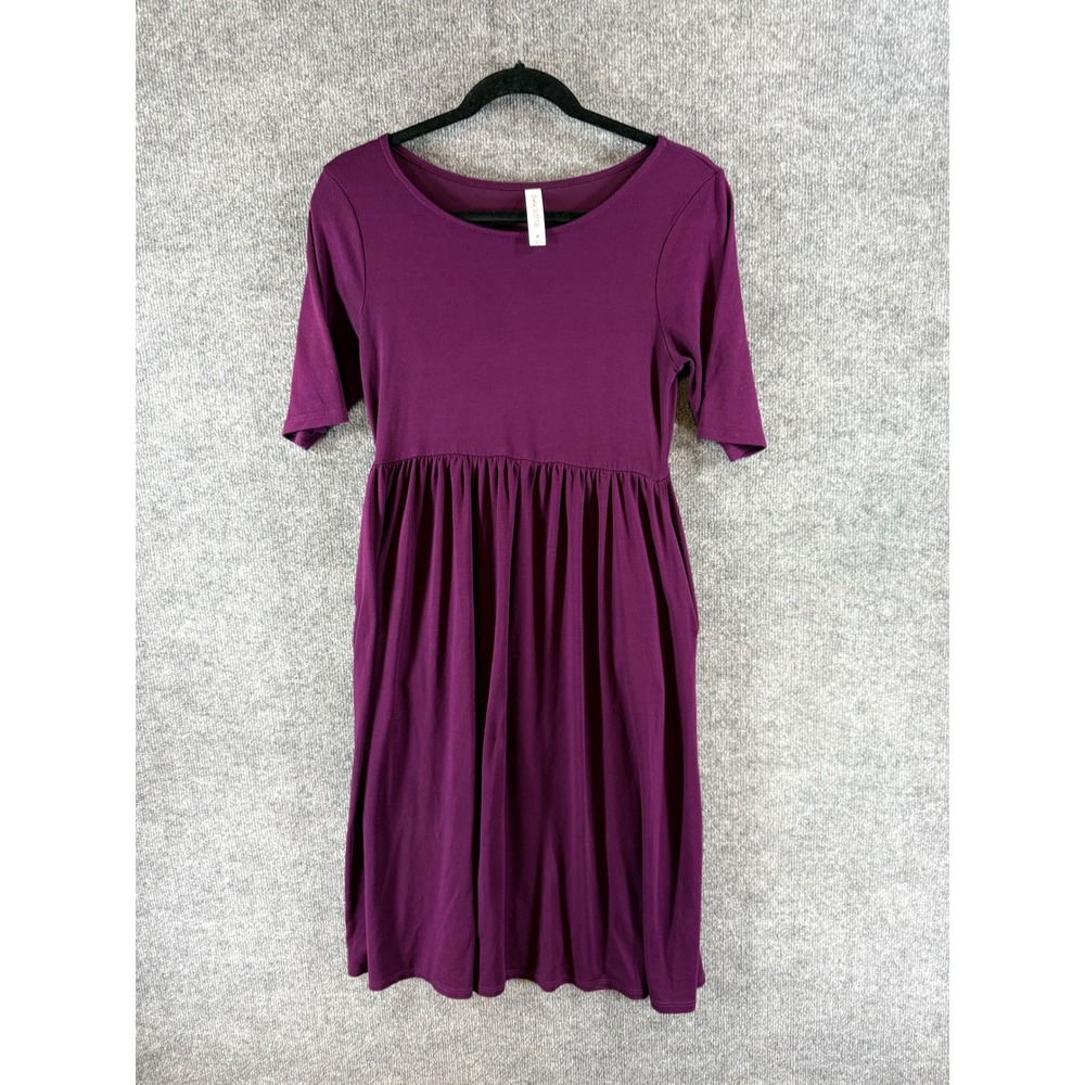 Zenana Outfitters Womens Purple Empire Waist Pocket Midi Dress Size M